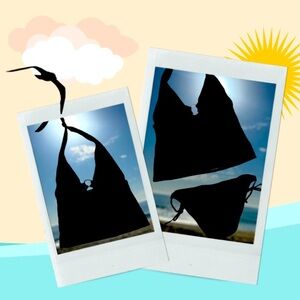 SWIMWEAR Black Halter Top/Coverup